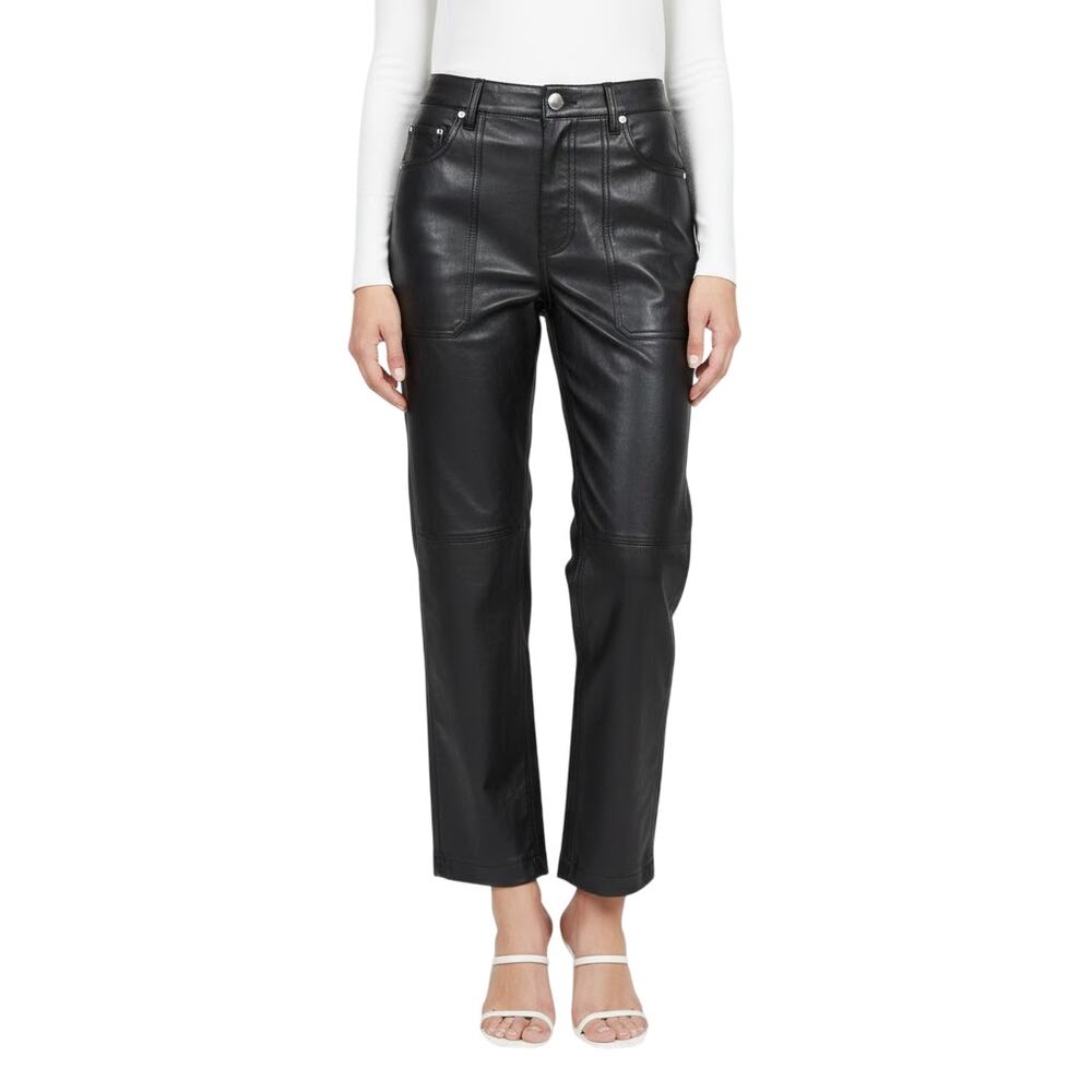 Blank NYC Baxter Faux Leather Pants Black Straight Leg Women Size 31 NWT